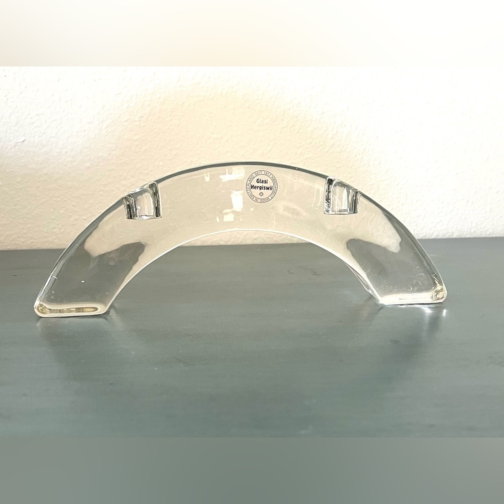 Glasi Hergiswil Clear Glass Arch Candleholder For  2 Candles